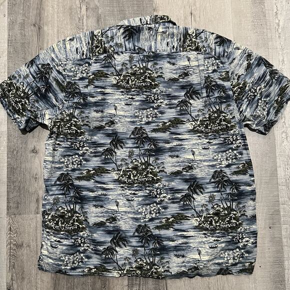 Vtg GAP Hawaiian Loop Collar Shirt Blue Y2K Tropical Island Sailing Button Shirt - Picture 2 of 6